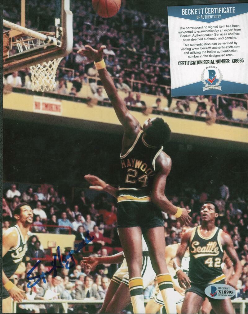 SPENCER HAYWOOD SEATTLE SUPERSONICS NBA CHAMPS SIGNED 8X10 PHOTO BECKETT X18995