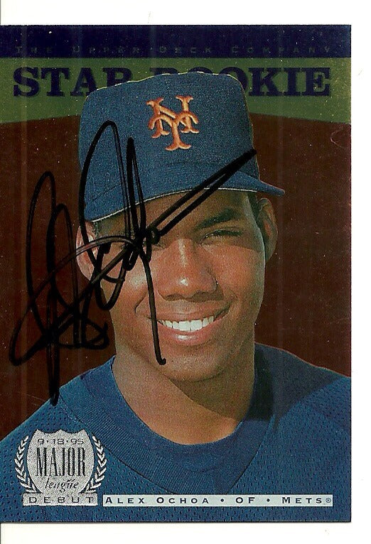 ALEX OCHOA NEW YORK METS SIGNED AUTO 1996 UPPER DECK CARD #232 W/COA