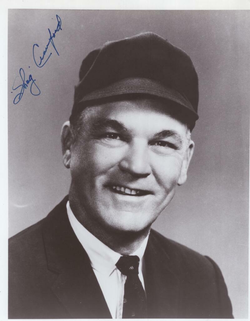 SHAG CRAWFORD LEGENDARY UMPIRE BOSTON BRAVES SIGNED 8X10 PHOTO W/ COA