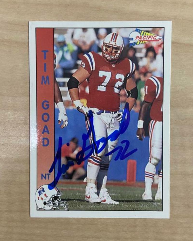 TIM GOAD NEW ENGLAND PATRIOTS SIGNED AUTOGRAPHED 1992 PACIFIC CARD #520 W/COA 