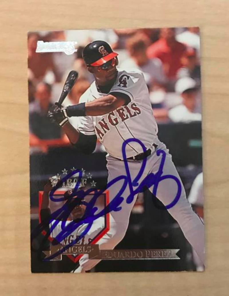 EDUARDO PEREZ CALIFORNIA ANGELS SIGNED AUTOGRAPHED 1995 DONRUSS CARD #214 W/COA