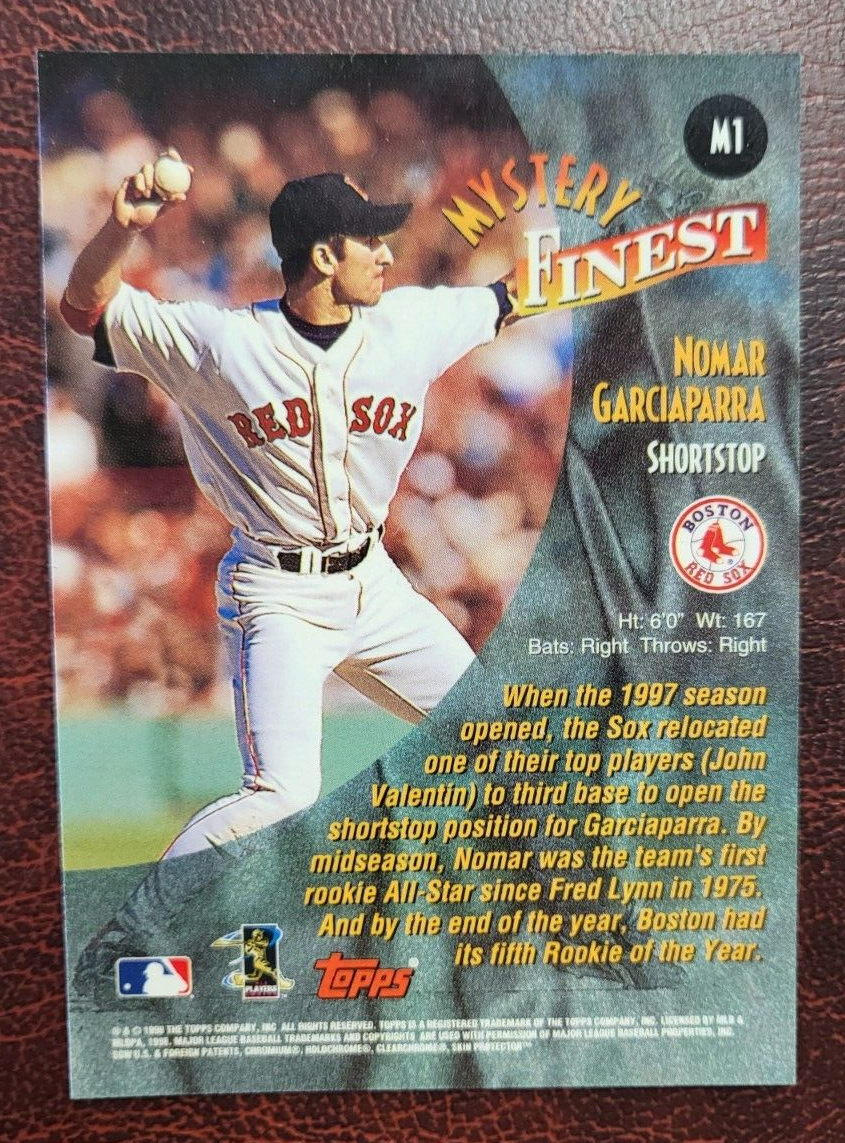 1998 TOPPS FINEST NOMAR GARCIAPARRA MYSTERY FINEST #M1 UNPEELED COVER FRONT