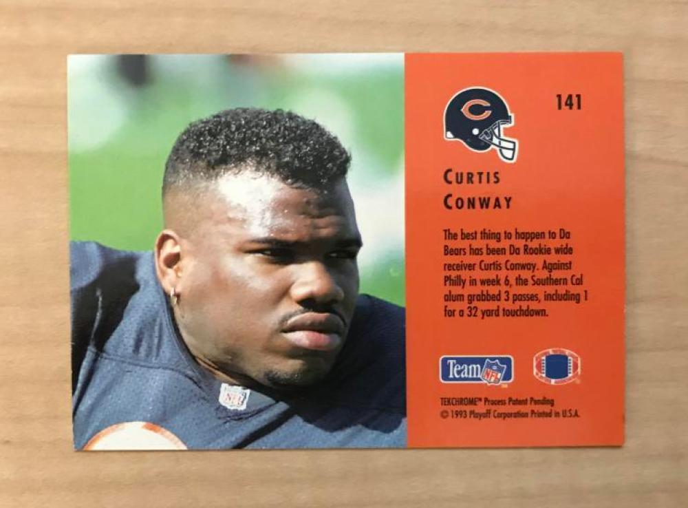 CURTIS CONWAY CHICAGO BEARS SIGNED AUTOGRAPHED 1993 PLAYOFF CARD #141 W/COA