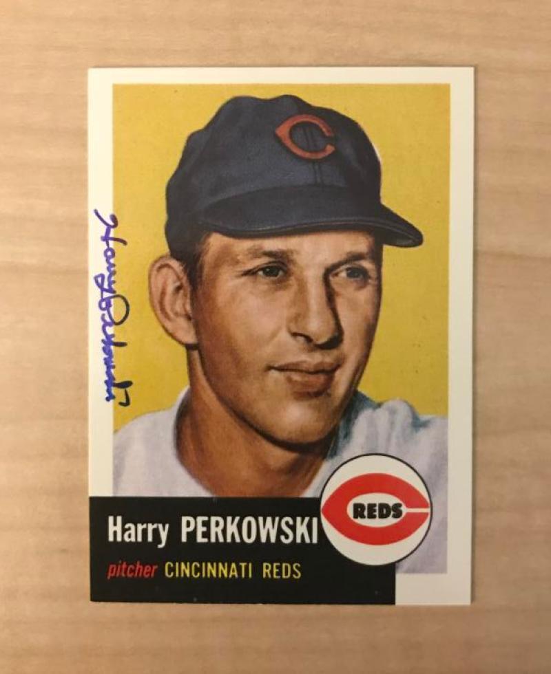 HARRY PERKOWSKI CINCINNATI REDS SIGNED DECEASED TOPPS ARCHIVES CARD #236 W/COA 