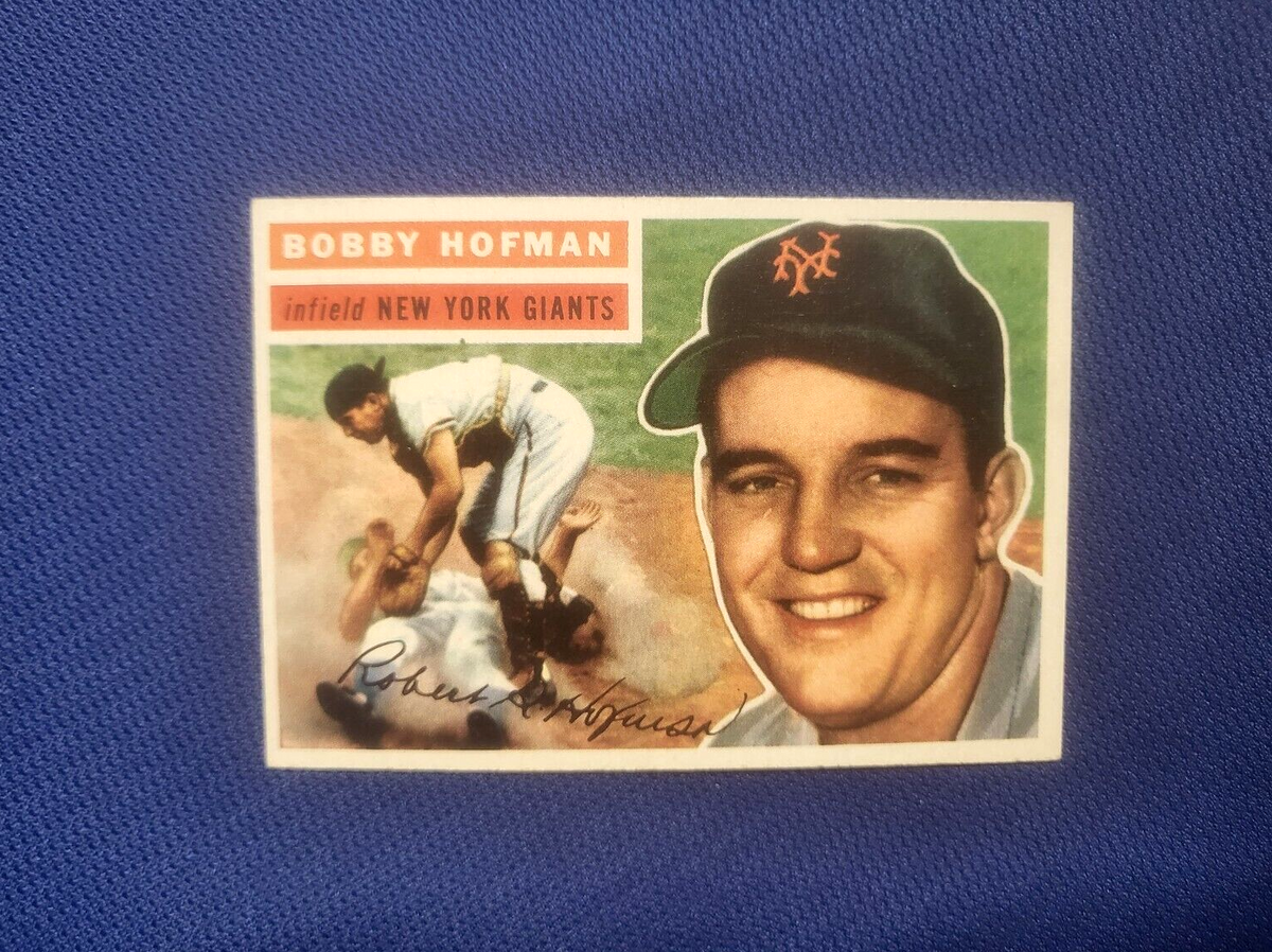 1956 TOPPS BOBBY HOFMAN NEW YORK GIANTS #28 CARD VINTAGE SET-BREAK WHITE BACK