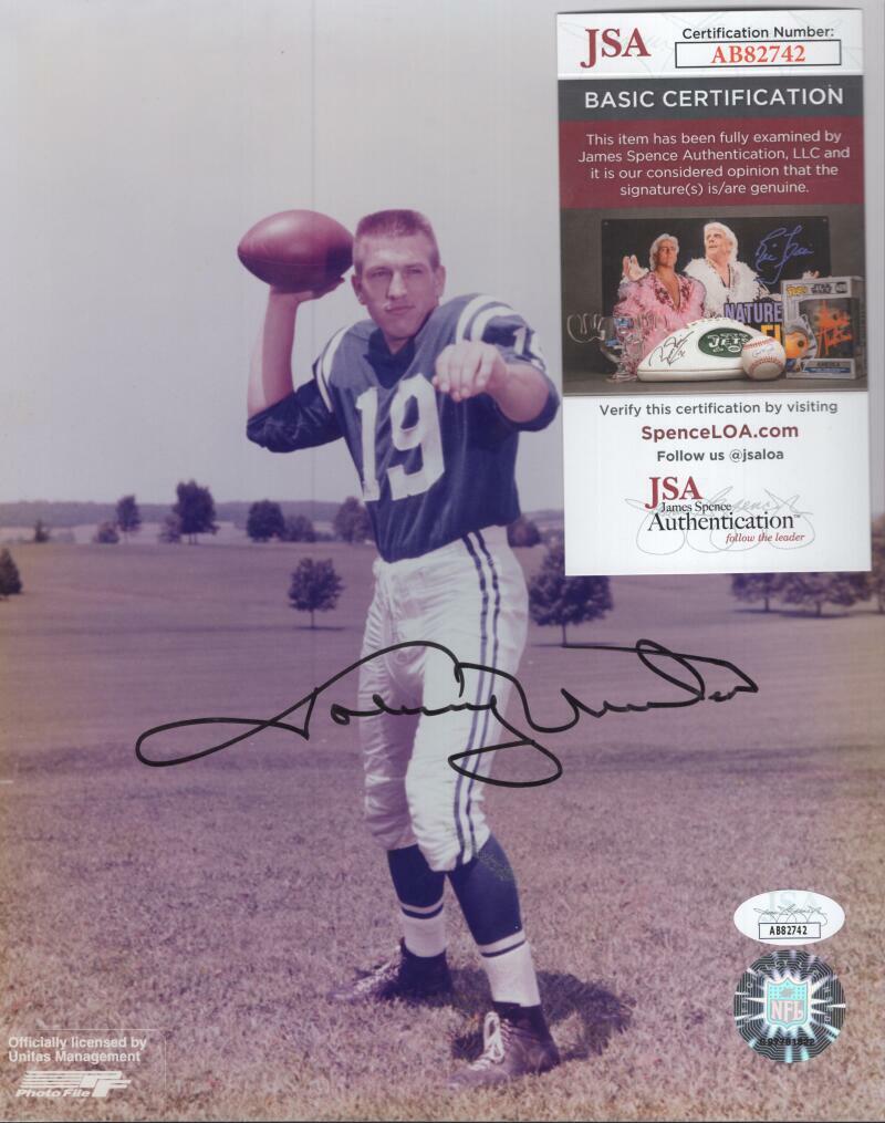 JOHNNY UNITAS BALTIMORE COLTS SIGNED AUTOGRAPHED 8X10 PHOTO JSA AB82742