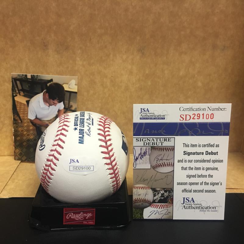 SETH LUGO METS MLB DEBUT 7/1/16 SIGNATURE DEBUT W/ PHOTO JSA SD29100