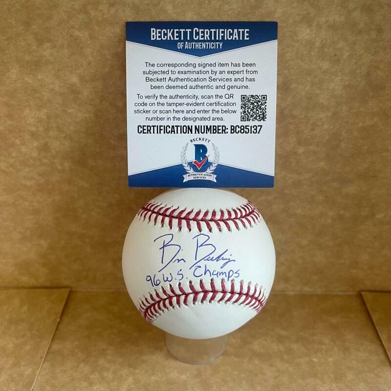 BRIAN BOEHRINGER YANKEES 96 WS CHAMPS SIGNED AUTO M.L. BASEBALL BAS BC85137