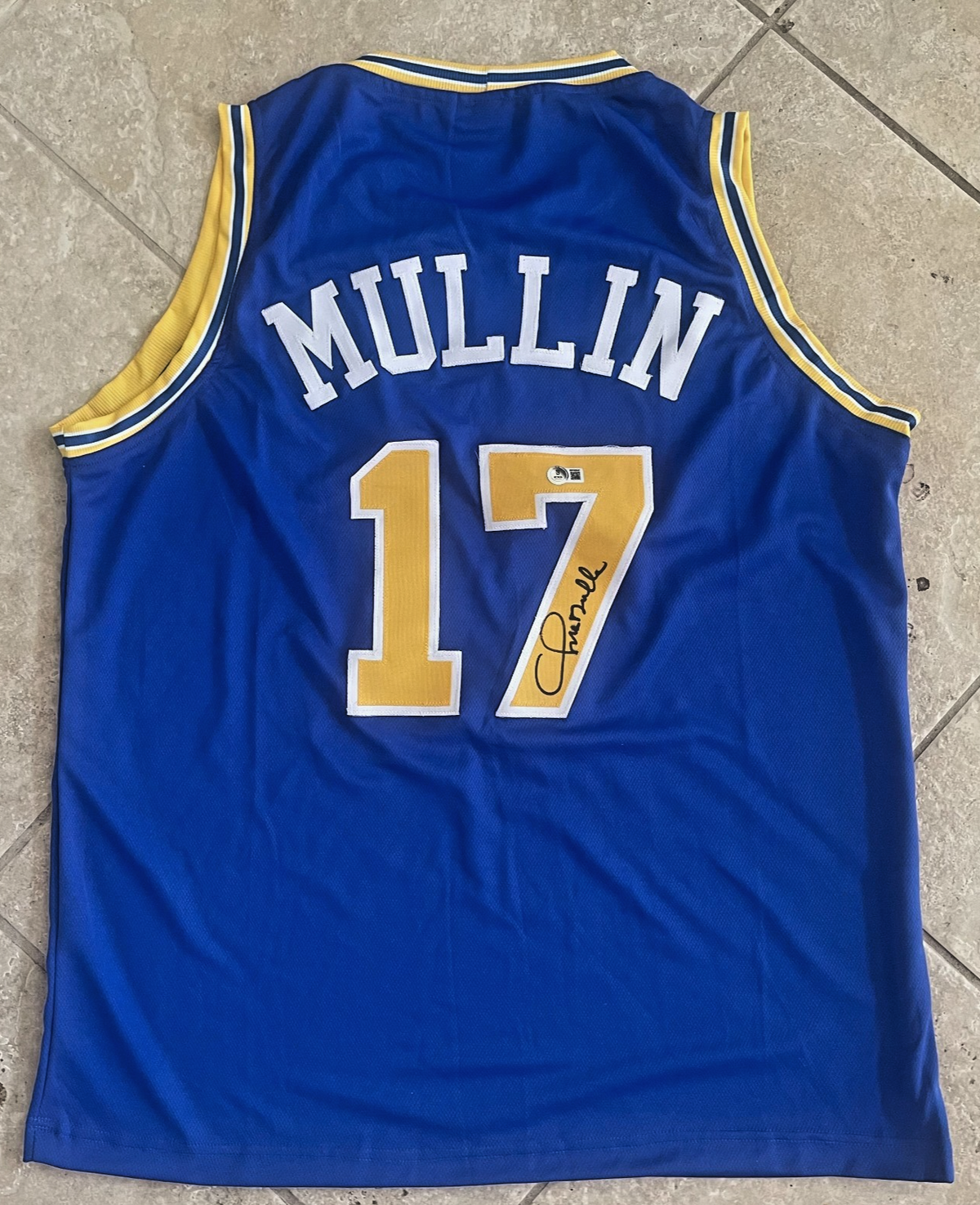 CHRIS MULLIN GOLDEN STATE SIGNED AUTOGRAPHED JERSEY BECKETT AUTH