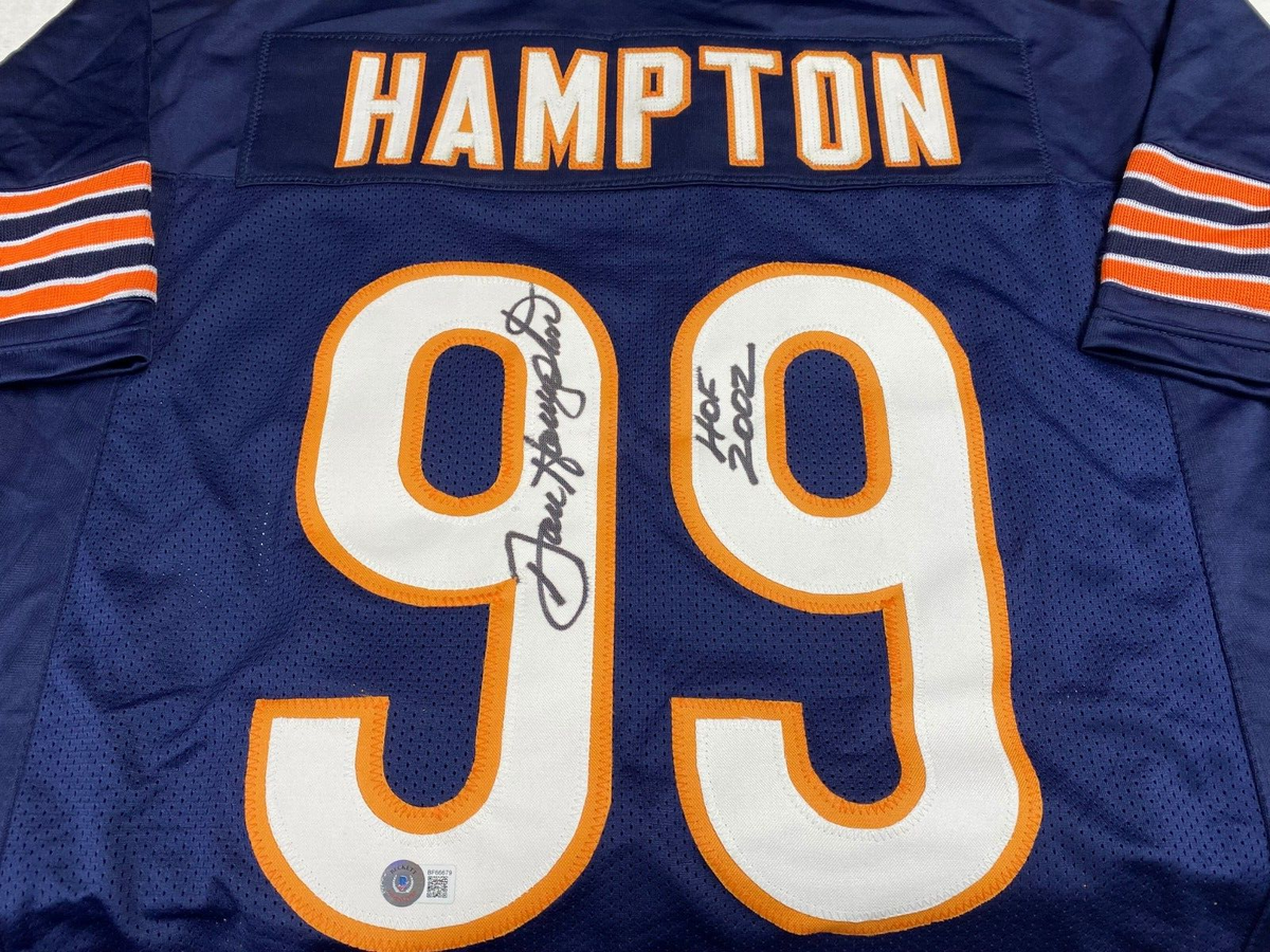 DAN HAMPTON CHICAGO BEARS #99 HOF 2002 SIGNED AUTOGRAPH CUSTOM JERSEY BECKETT **