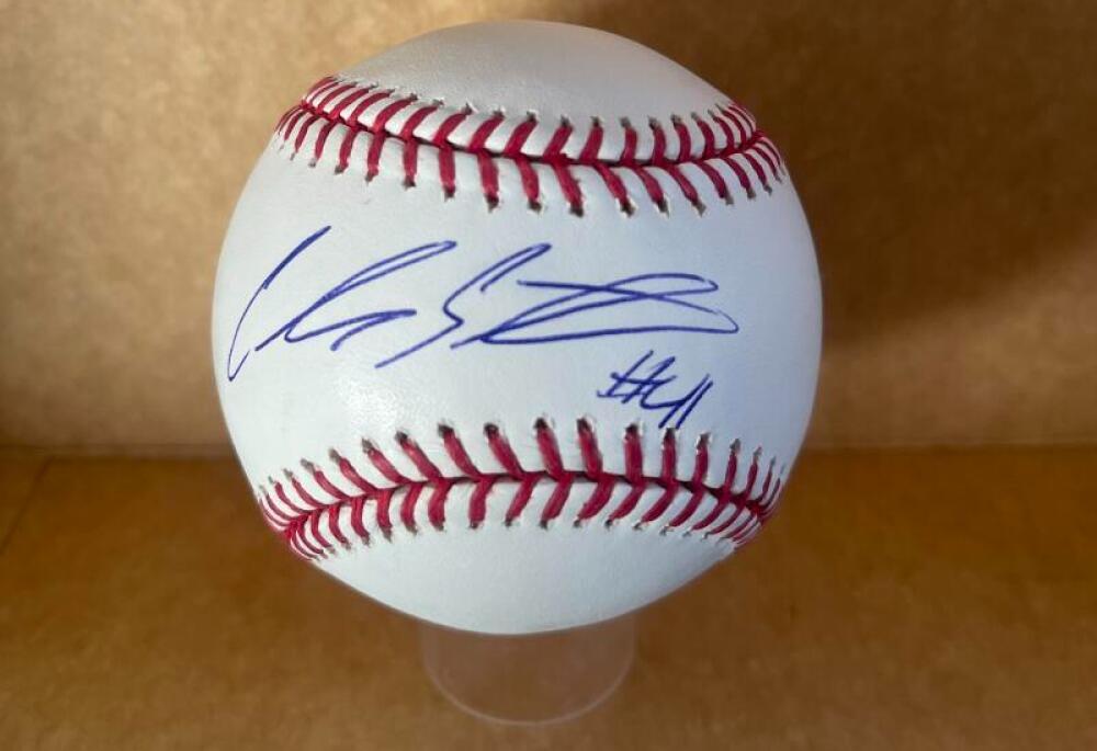 CARLOS SANTANA CLEVELAND GUARDIANS SIGNED AUTO M.L. BASEBALL BECKETT AUTH