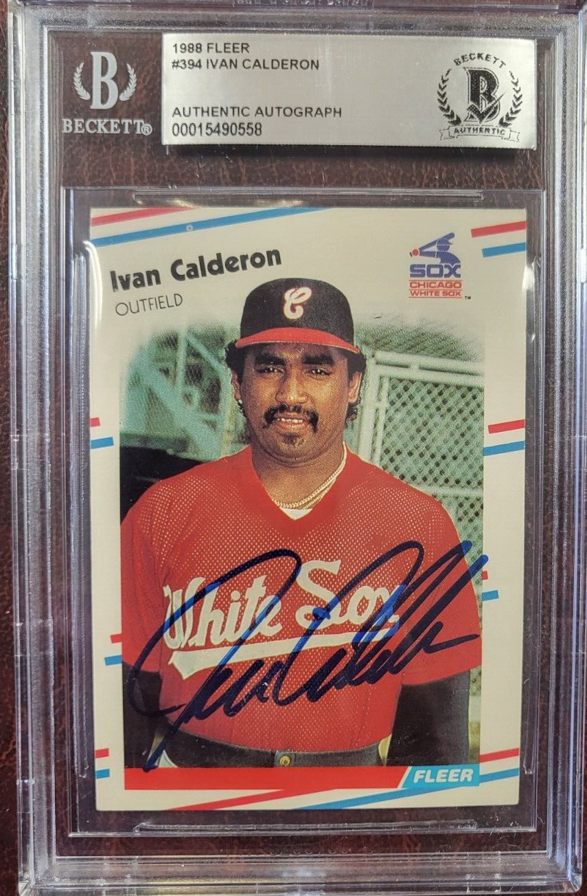 1988 FLEER IVAN CALDERON WHITE SOX SIGNED AUTOGRAPH #394 CARD BECKETT AUTHENTIC