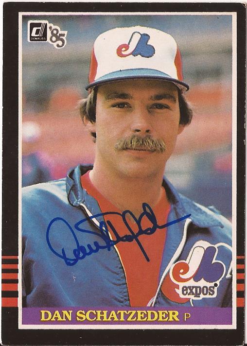 DAN SCHATZEDER MONTREAL EXPOS SIGNED AUTOGRAPHED 1985 DONRUSS CARD #543 COA
