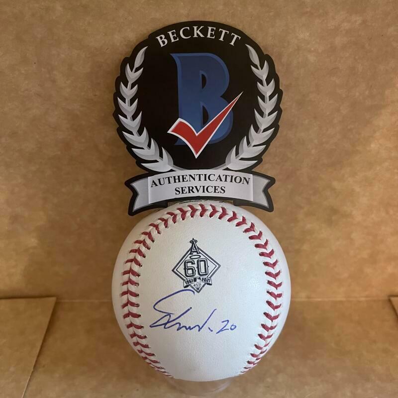 JARED WALSH ANGELS SIGNED 60TH ANNIVERSARY BASEBALL UNDER LOGO BECKETT HOLOGRAM