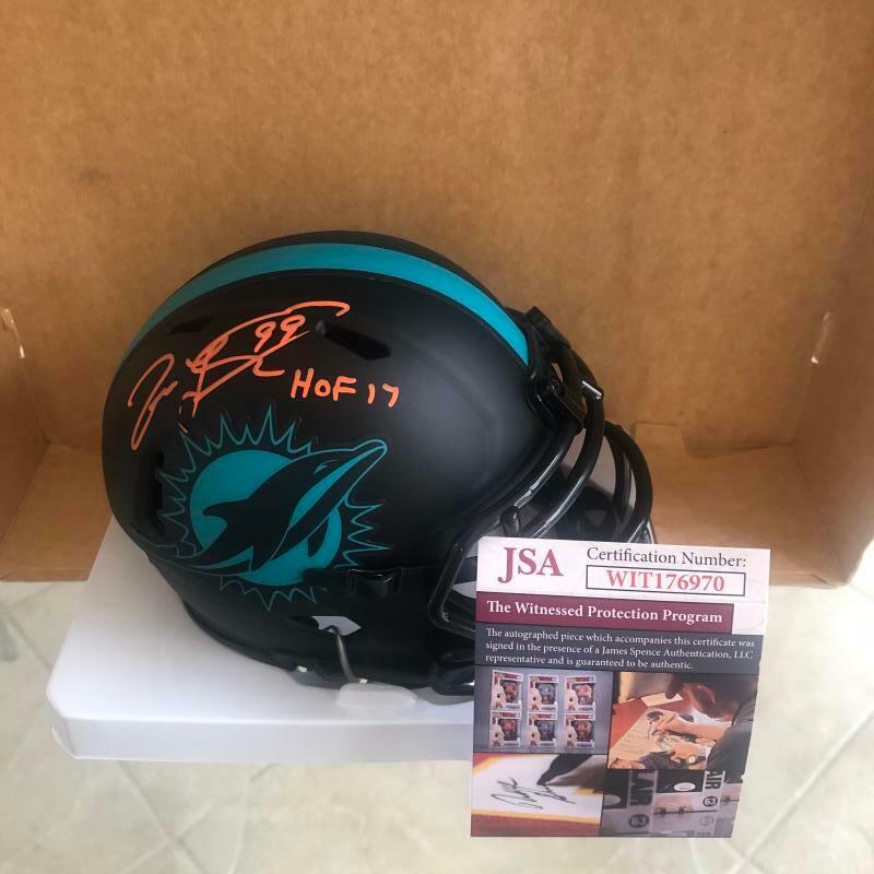 JASON TAYLOR MIAMI DOLPHINS HOF 17 SIGNED MINI ECLIPSE HELMET JSA