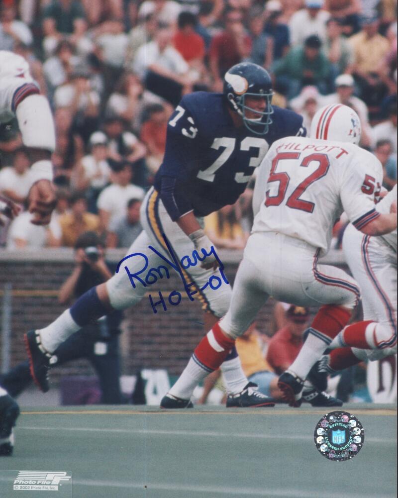 RON YARY VIKINGS HOF 01  SIGNED AUTOGRAPHED 8X10 PHOTO W/ COA