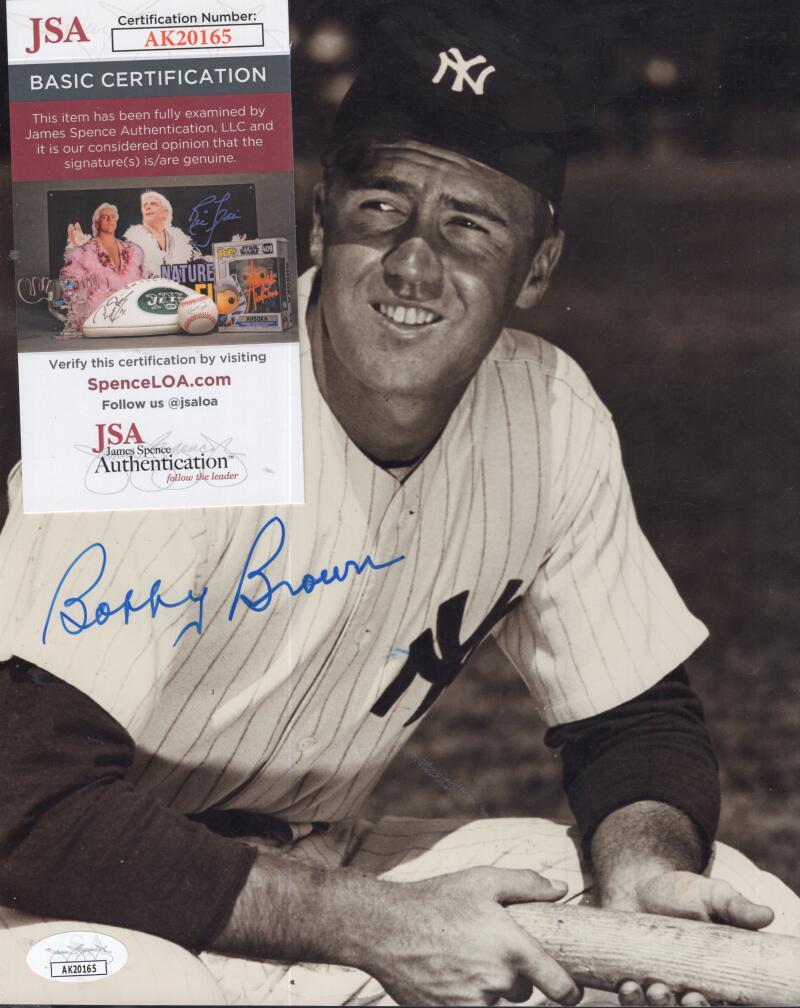 BOBBY BROWN  NY YANKEES SIGNED AUTOGRAPHED 8X10 PHOTO JSA AK20165