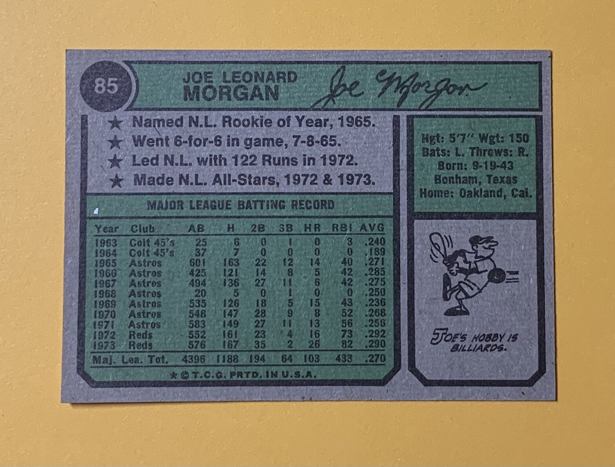 1974 TOPPS JOE MORGAN #85 REDS HOF 