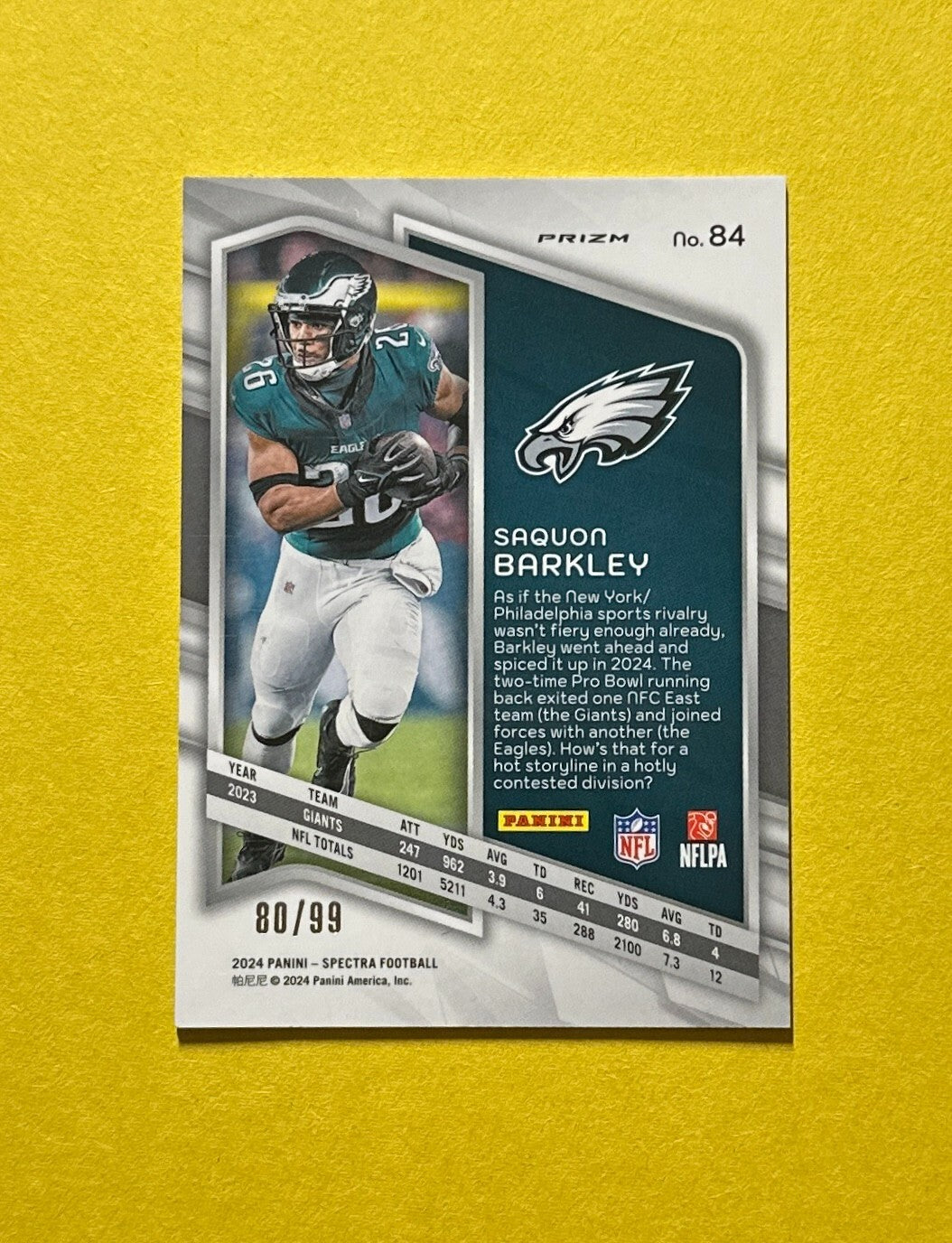 2024 PANINI SPECTRA SAQUON BARKLEY PRIZM /99 #84 EAGLES