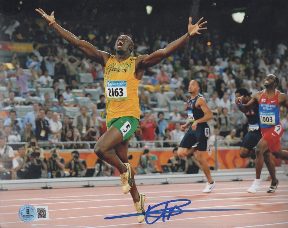 USAIN BOLT 2016 RIO OLYMPICS SIGNED AUTOGRAPHED 8X10 PHOTO BECKETT AUTH