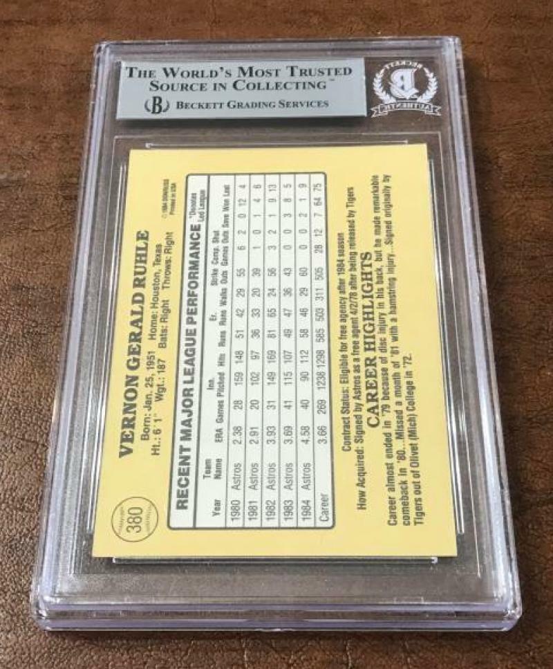1985 DONRUSS VERN RUHLE ASTROS SIGNED CARD BECKETT AUTHENTIC AUTOGRAPH