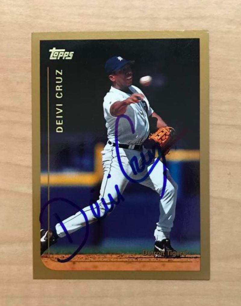 DEIVI CRUZ DETROIT TIGERS SIGNED AUTOGRAPHED 1999 TOPPS CARD #123 W/COA