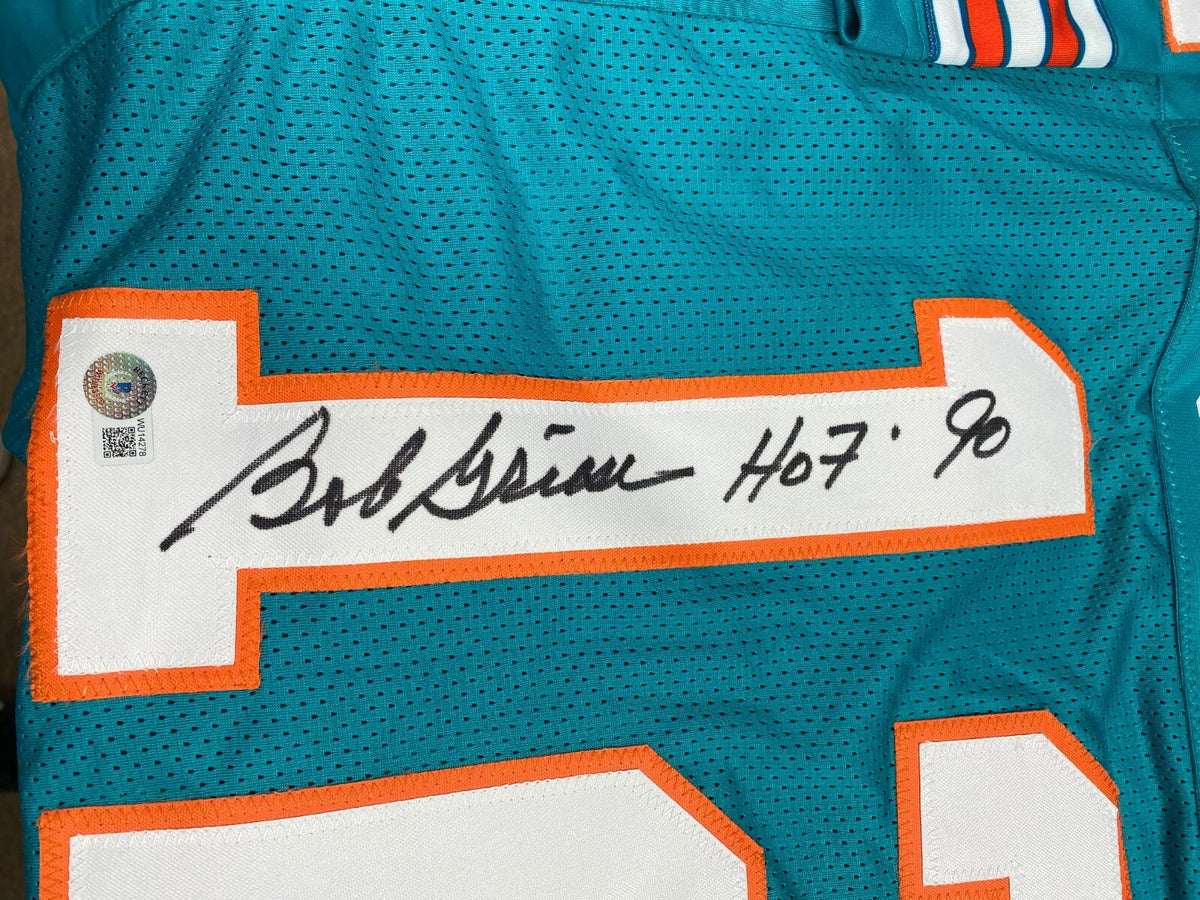 BOB GRIESE #12 DOLPHINS HOF 90 SIGNED AUTOGRAPHED CUSTOM TEAL JERSEY BECKETT *