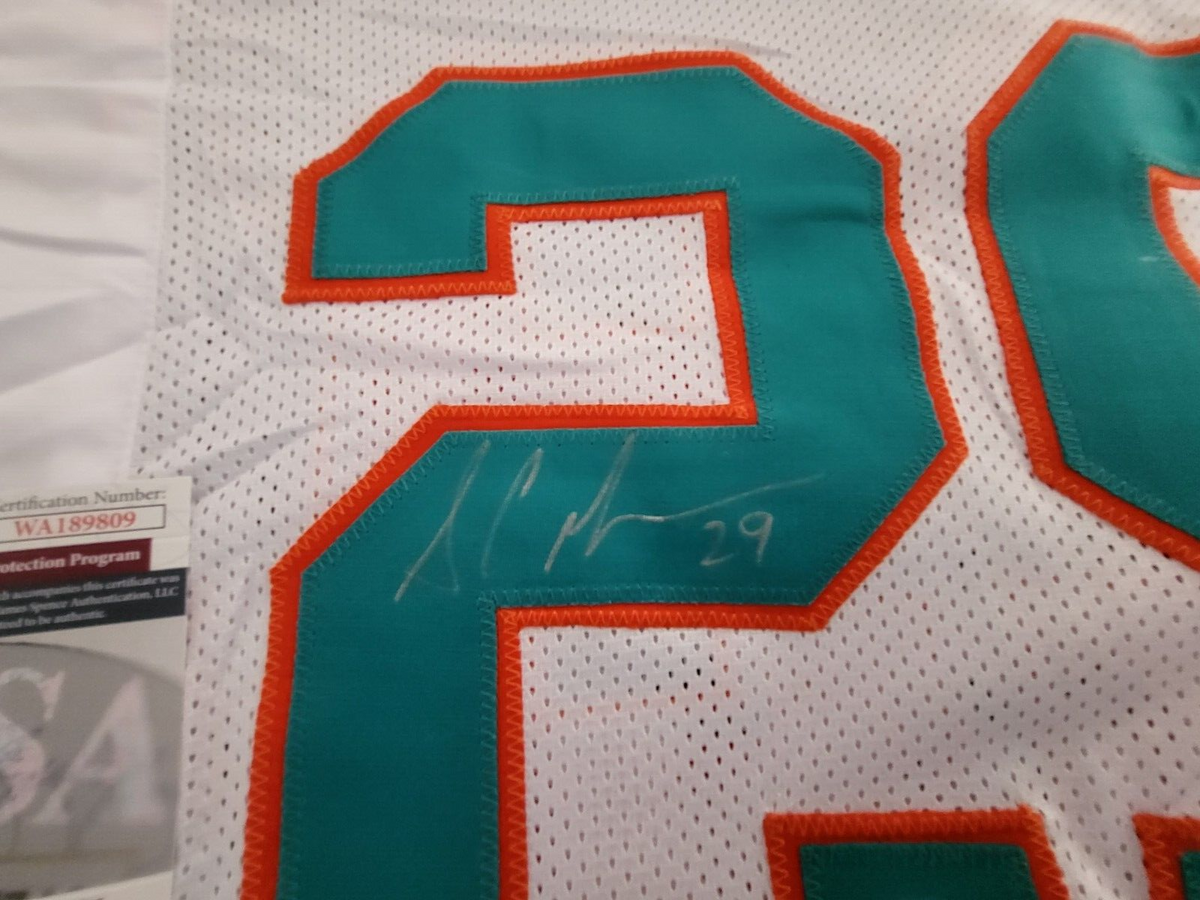 SAM MADISON #29 MIAMI DOLPHINS SIGNED AUTOGRAPHED WHITE CUSTOM SZ XL JERSEY JSA