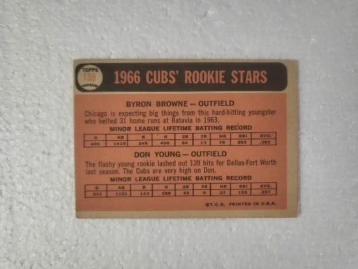 1966 TOPPS BYRON BROWNE CUBS ROOKIE STARS SIGNED AUTO AUTOGRAPH CARD #139 COA *