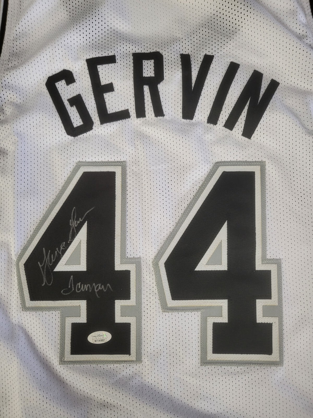 GEORGE GERVIN #44 SAN ANTONIO SPURS SIGNED AUTOGRAPHED CUSTOM JERSEY SIZE XL JSA
