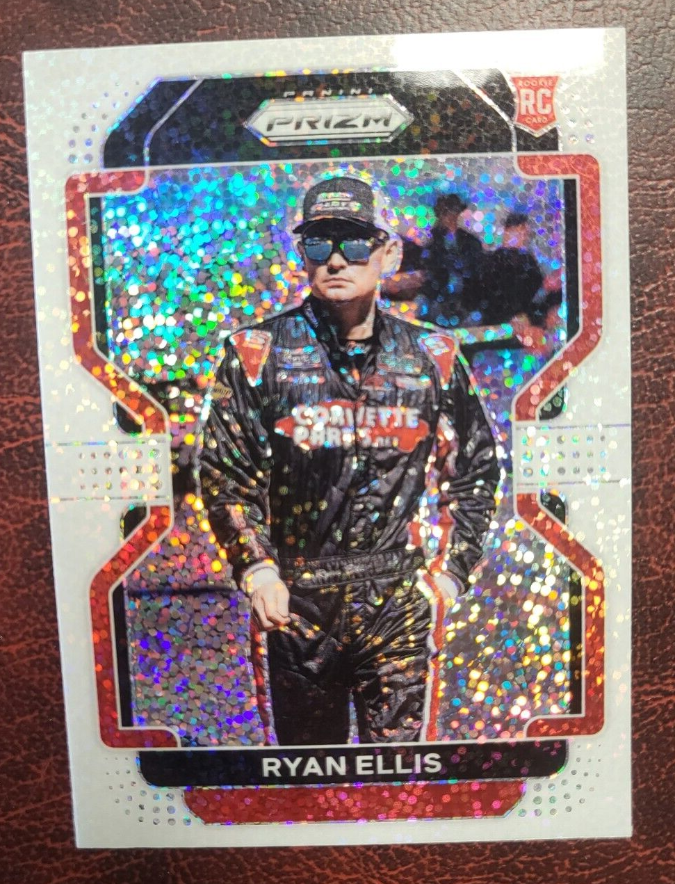 2022 PANINI PRIZIM NASCAR RYAN ELLIS WHITE SPARKLE ROOKIE RC CARD RARE