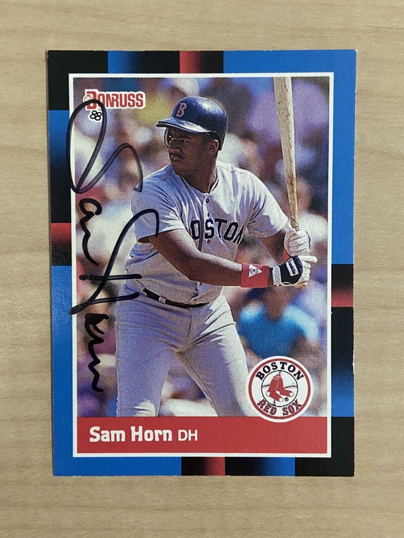 SAM HORN BOSTON RED SOX SIGNED AUTOGRAPHED 1988 DONRUSS CARD #498 W/COA