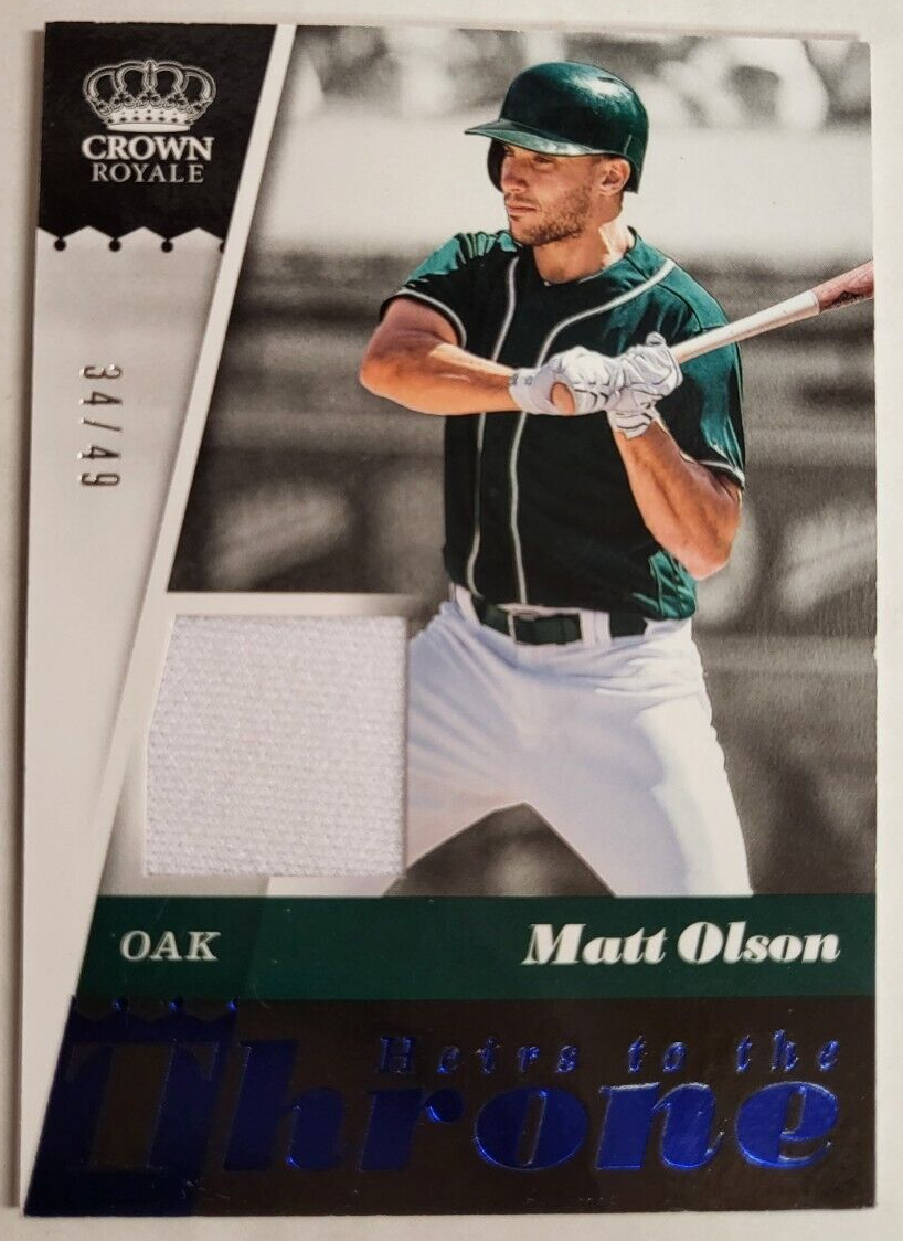 2018 CROWN ROYALE MATT OLSON HT-MO 34/49 BASEBALL RELIC CARD