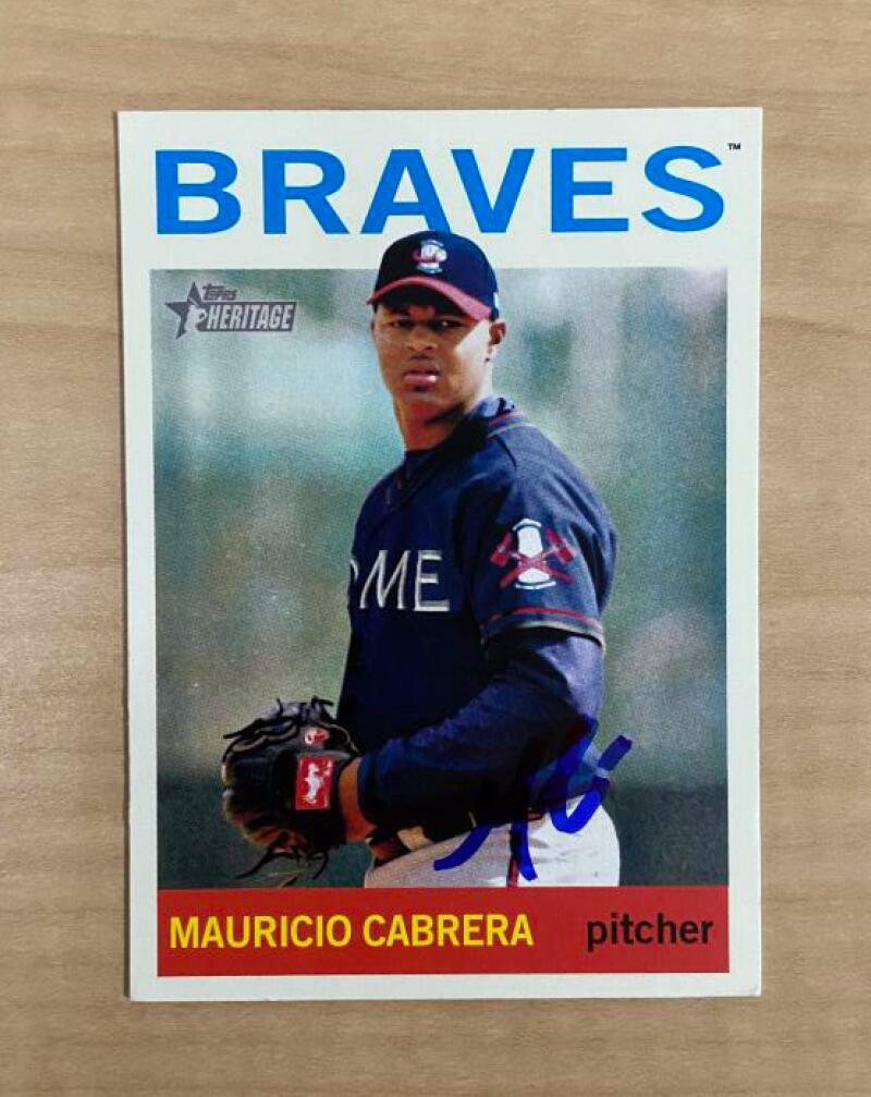 MAURICIO CABRERA ATLANTA BRAVES SIGNED 2013 TOPPS HERITAGE CARD #162 W/COA