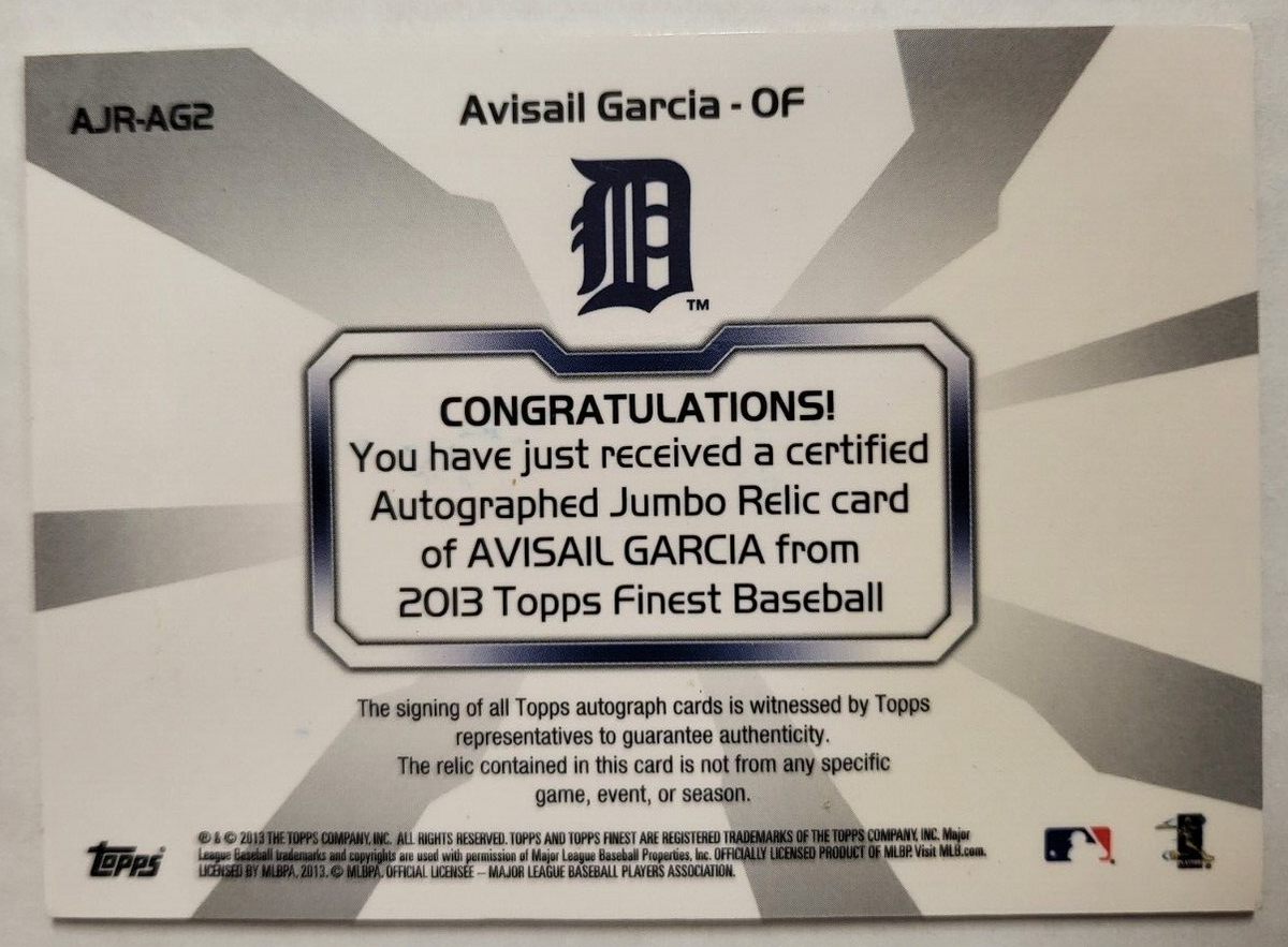 2013 TOPPS FINEST AVISALL GARCIA ROOKIE TIGERS AUTO JERSEY /149 BASEBALL CARD
