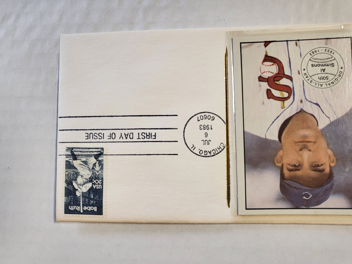 CHICAGO'S TRIPLE-HEADER OF GOLD CACHET FIRST DAY ISSUE BABE RUTH AL SIMMONS