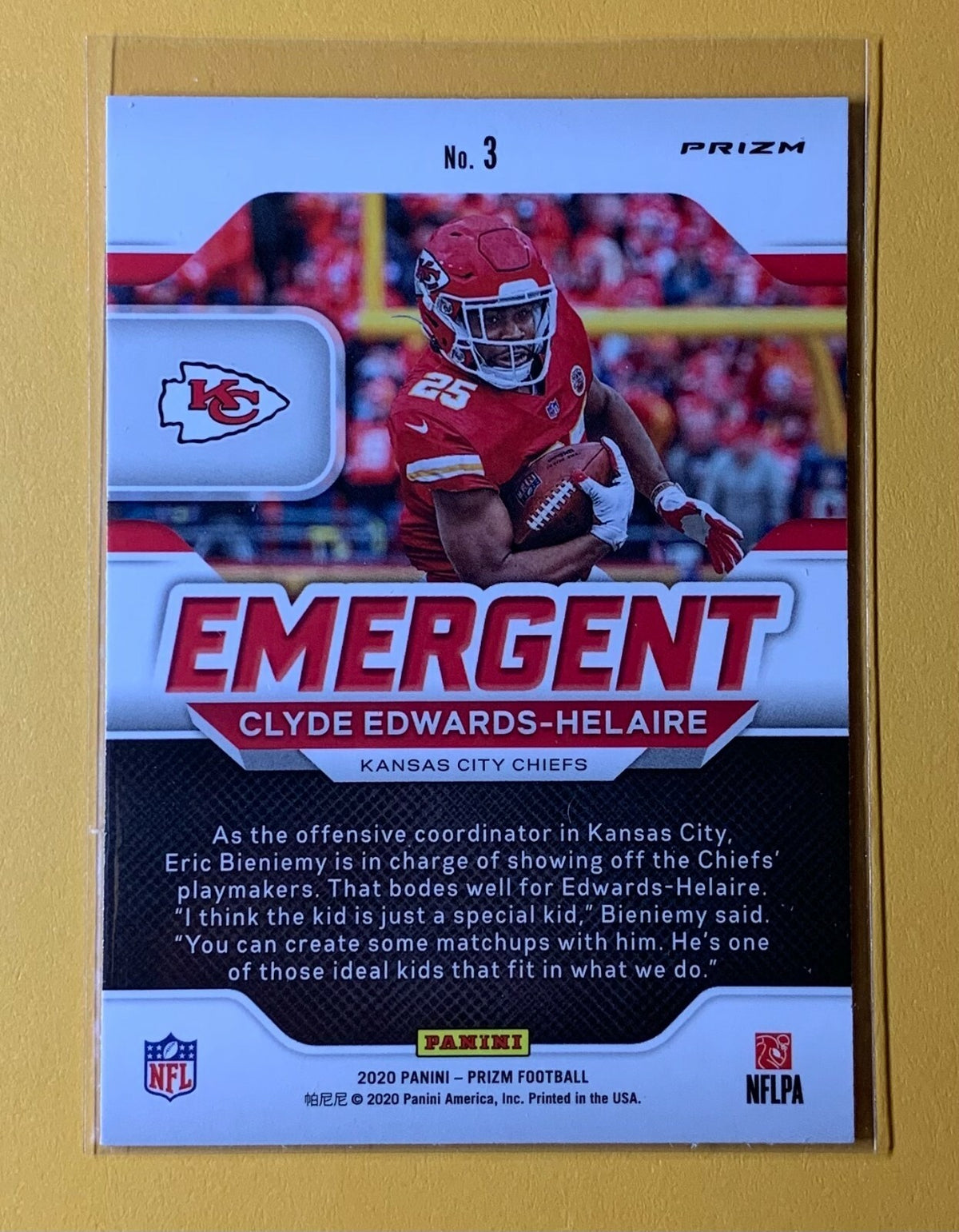 2020 PANINI PRIZM NO HUDDLE SILVER EMERGENT CLYDE EDWARDS HELAIRE #3 CHIEFS