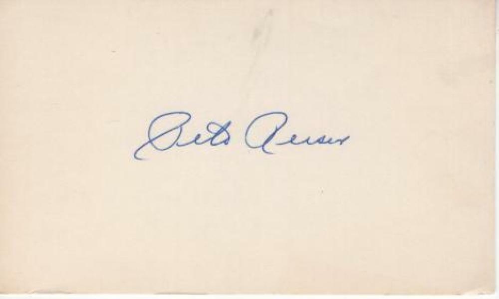 PETE REISER BROOKLYN DODGERS SIGNED 3X5 INDEX CARD W/ COA