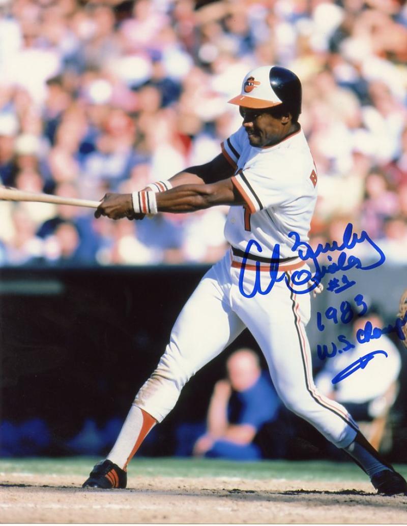 AL BUMBRY ACTION ORIOLES 1983 W.S. CHAMPS SIGNED 8X10 PHOTO W/COA