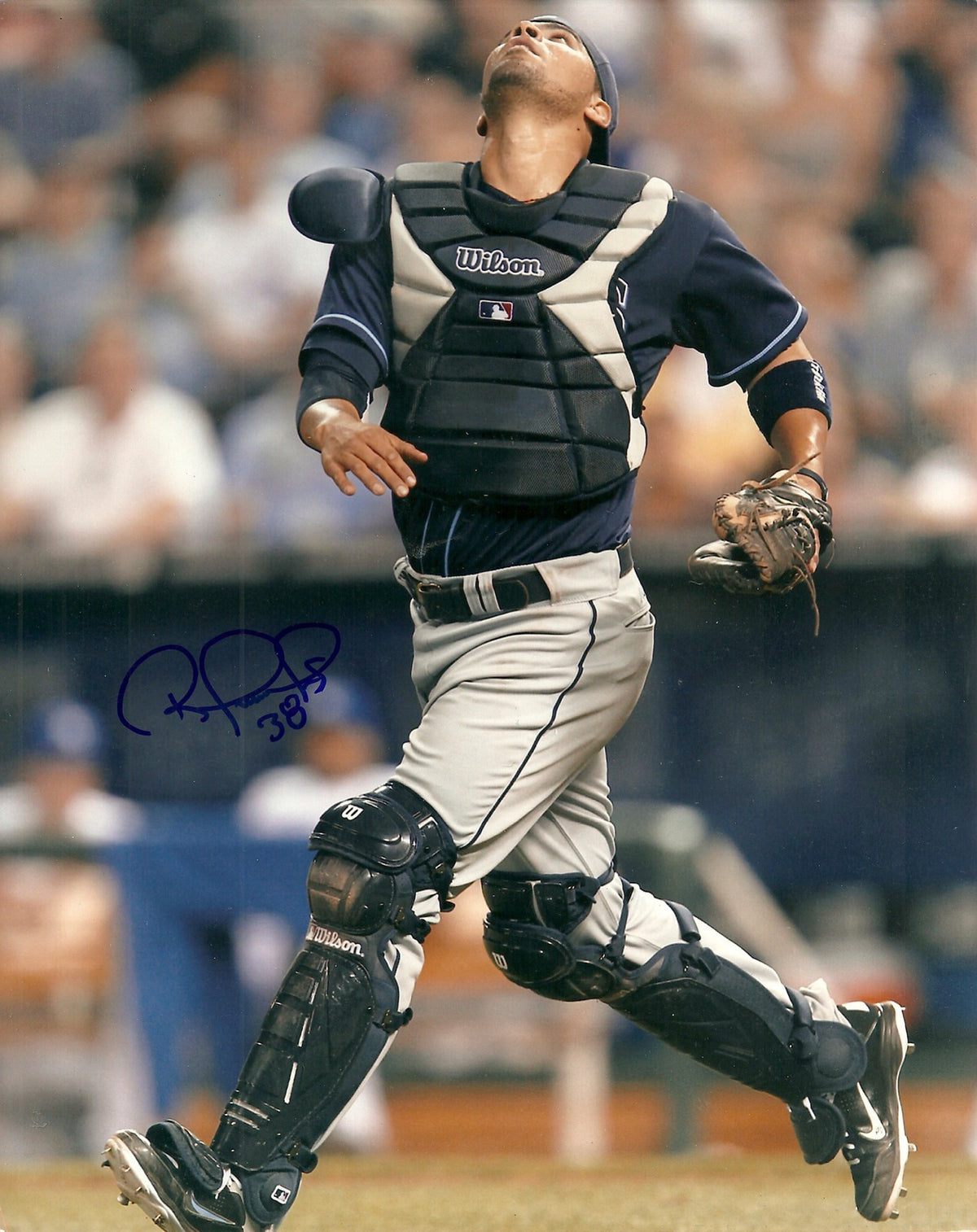 ROBINSON CHIRINOS TAMPA BAY RAYS SIGNED AUTO 8x10 PHOTO W/COA CATCHING