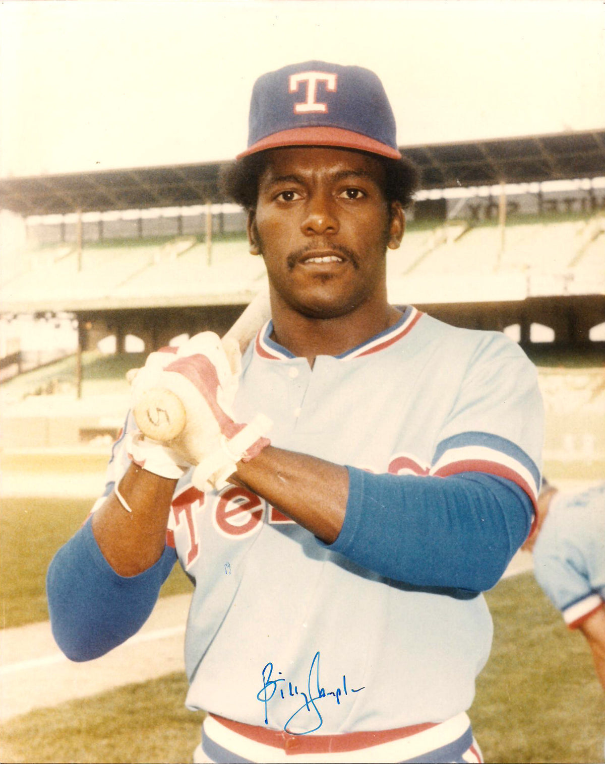 BILLY SAMPLE TEXAS RANGERS SIGNED AUTOGRAPHED 8X10 PHOTO W/COA