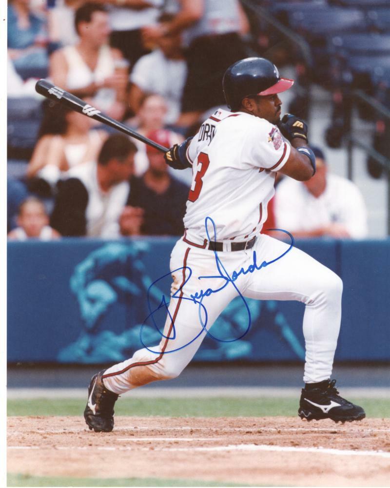 BRIAN JORDAN ATLANTA BRAVES SIGNED AUTOGRAPHED 8X10 PHOTO W/ COA
