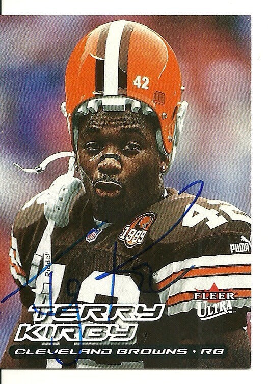 TERRY KIRBY CLEVELAND BROWNS SIGNED AUTOGRAPHED 2000 FLEER CARD #34 W/COA