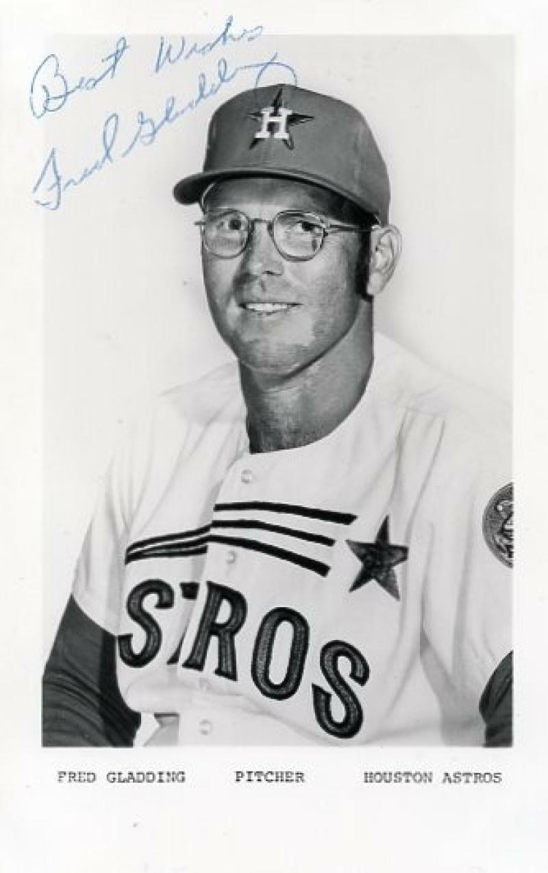 FRED GLADDING HOUSTON ASTROS SIGNED 4X6 POSTCARD W/ COA