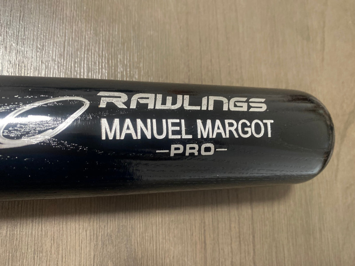MANUEL MARGOT TWINS/DODGERS SIGNED AUTOGRAPH ENGRAVED BLK RAWLINGS BAT JSA *