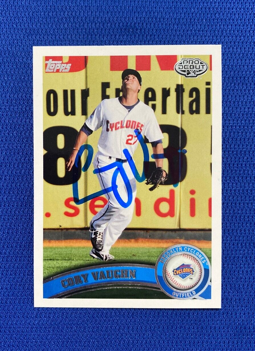 2011 TOPPS PRO DEBUT CORY VAUGHN RC SIGNED AUTOGRAPHED CARD #205 W/COA