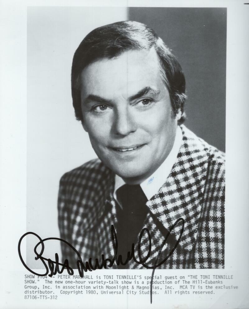 PETER MARSHALL HOLLYWOOD SQUARES SIGNED AUTOGRAPHED 8X10 PHOTO W/ COA