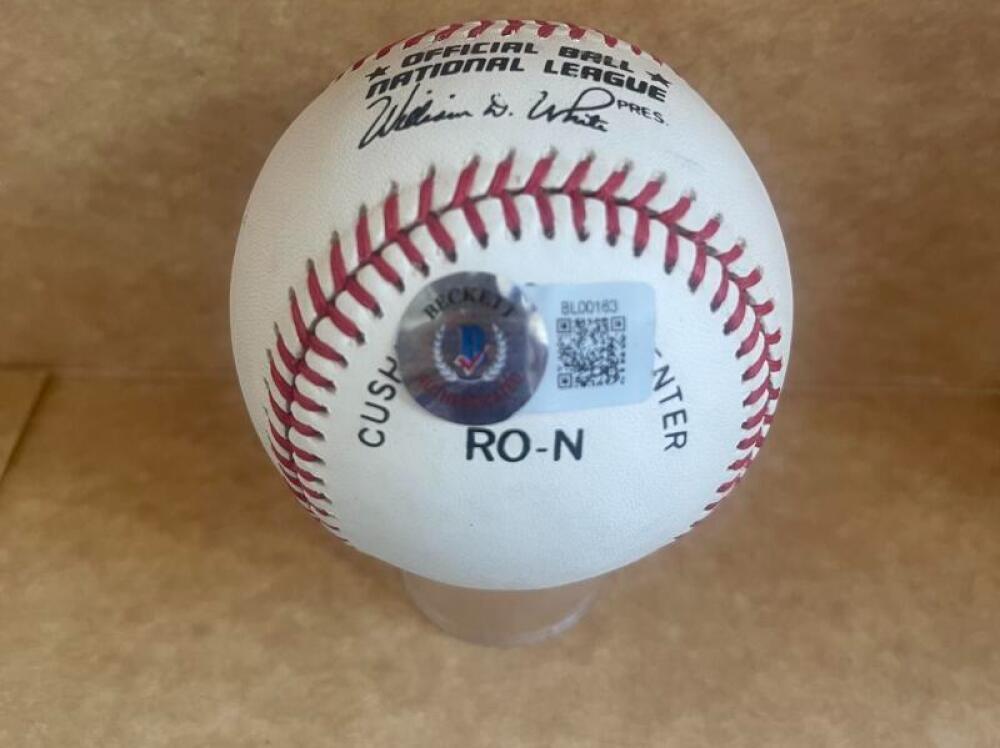 JOHNNY LOGAN MILWAUKEE BRAVES SIGNED AUTOGRAPHED M.L. BASEBALL BECKETT AUTH