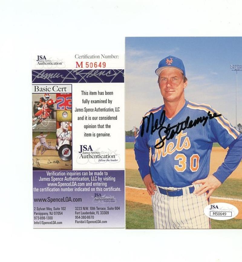MEL STOTTLEMYRE NEW YORK METS SIGNED COLLA POSTCARD JSA M50649