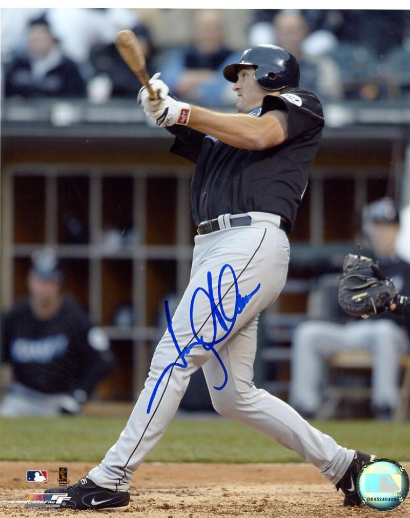 TROY GLAUS TORONTO BLUE JAYS SIGNED AUTOGRAPHED HITTING 8X10 PHOTO W/COA